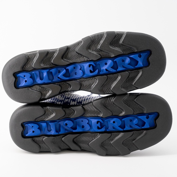 size 44eu 11us Burberry Creeper Mid Lace-Up Boots Platform Blue White Check - Picture 4 of 16